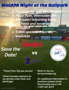 MaCAPA Night at the Ballpark - August 8th - Polar Park, Worcester MA